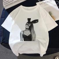 Dainininkės Ariana Grande Pavojingas Grafinis Spausdintas Marškinėlis Vasaros Moteriški Laisvalaikio Trumpomis Rankovėmis Streetwear Marškinėlis Viršutiniai Drabužiai Harajuku Marškinėlis 2XL white