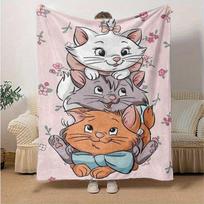 1 vnt. Disney Katės Aristokratės Mari ir Draugai Pledas Minkštas ir Jaukus Pledas Sofai, Lovai, Kelionei 130cmx150cm gray