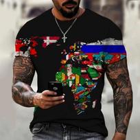 Fashion World Map Printed Men's T-shirt Street Fashion Harajuku Round Neck Short Sleeve Comfortable Large Top XL