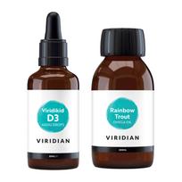 Maisto papildų rinkinys vaikams: vitaminas D3 + Omega-3, Viridian, 2 vnt.