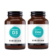 Maisto papildų rinkinys imunitetui: vitaminas D3 4000 TV + cinkas, Viridian, 2 vnt.