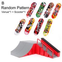 Kids Professional Mini Finger Board Skateboard Skate Park Training Prop Toys Set B Random Pattern gray