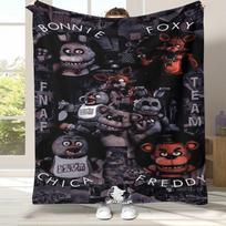 Horror Freddy F-FNAF Games Flannel Blanket,Ultra Soft Warm Plush Throw for Home Bedroom Bed Sofa Cover Office Camping Picnic 75x90cm gray