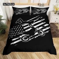 Motocross Duvet Cover Boys Motorcycle Racer Comforter Cover Extreme Sport Tie Dye Duvet Cover Dirt Bike Motor Vehicles Bikers AU Single(140x210cm)