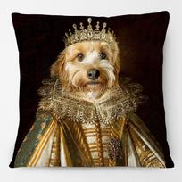 European Retro Royal Animals Painting Spaniel Poodle Victorian Dog Military Portrait Poster Cushion Covers Decorative Pillows Peach skin 18*18(CM)-1Pcs brown