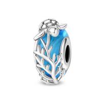 New 925 Silver Blue Ocean Beach Turtle Charms Pendants For Women Fit Bracelet DIY Vacation Party Jewelry Gifts gray