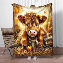 Škotijos galvijas flanelinis pledas Vaikams Šiltas minkštas pledas Sofai Lovai Dangalas Tinka Gimtadienio Atminimui Kempingo Dovanoms 75x100cm (30x40inch) brown