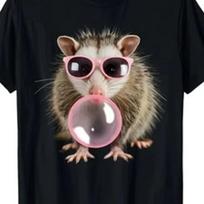 Opossum Bubble Gum T Shirt Lightweight Breathable Crew Neck Suitable For Out Vintage Homme Fashion Streetwear Versatile 4XL gray