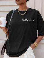 Embroidered Tutto Bene Comfort Colors T-Shirt | Italian Saying, Italy Vacation Trip Cotton Tee | Gift Idea for Her, Him | Embroidery Design M black