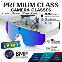2026 New 8MP Pixel Camera Waterproof Smart Glasses Men 32GB 1080P POV Shooting Video 100+Translation BT Call Myopia Lens Frame Black Sunglasses