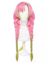 Anime Kanroji Mitsuri Cosplay Tokitou Muichirou Costume Wig Kamado Tanjirou Kimono Uniform Full Set Theme Party for Adult Women L pink