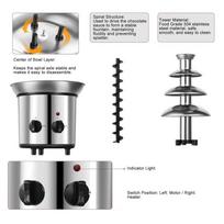4 Tier Electric Chocolate Fondue Fountain Machine for Parties Stainless Steel Quiet Operation Adjustable Temperature Control gray