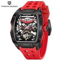 Naujas PAGANI DESIGN 42MM Tonneau vyriškas mechaninis laikrodis, prabangus safyro stiklas, automatinis laikrodis, 50M atsparus vandeniui, skeletinis laikrodis vyrams black