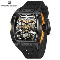 Naujas PAGANI DESIGN 42MM Tonneau vyriškas mechaninis laikrodis, prabangus safyro stiklas, automatinis laikrodis, 50M atsparus vandeniui, skeletinis laikrodis vyrams gray