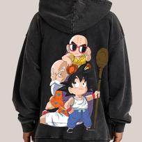 Retro Dragon Ball Goku Hoodie - Heavyweight 330G, Loose Fit, Japanese Anime Style for Autumn/Winter. XL black
