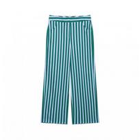 Womens Striped Tie-Front Crop Top Wide-Leg Pants Set Casual Outfit Retro Chic Two-Piece Ensemble M white