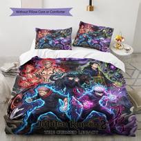 Jujutsu Kaisen Pattern Bedding Quilt Set Quilt Cover Pillowcase Home Birthday Gift(1 * duvet cover + 2 * pillowcase, without core) 135x200cm gray