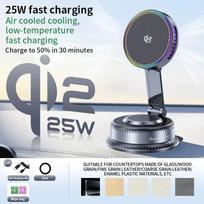 QI2 25W Magnetic Wireless Charger ICE Cooling Fan Car Phone Holder Stand For Magsafe iPhone 17 Pro Max Fast Charging Holder