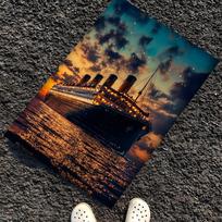 Titanic Polyester Carpet, Soft Indoor Mat for Office Chair, Living Room, Computer Desk - Decorative Home Office Rug Design 40cmx60cm brown