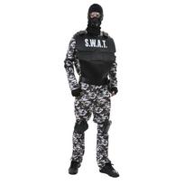 Suaugusiųjų vyrų SWAT komandos specialiųjų pajėgų uniformos policijos karinės puošnios suknelės kostiumas M black
