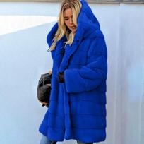 Didelis dydis 10XL Kailis storina ir padidina paltą Žieminis moteriškas europietiškas ir amerikietiškas šiltos imitacijos kailinis kepurė Kailis Laisvas pliušinis paltas 10XL M blue