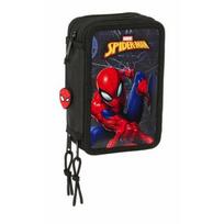 Mokyklinis penalas su priedais Spider-Man Attack Juoda 12,5 x 19,5 x 5,5 cm 37 Dalys