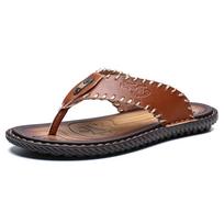 FashionBrand British Style Man Fashion Comfy Flip Flops Outdoor Non-Slip Flat Designer Casual Leather Breathable Beach Shoes Summer2024 46