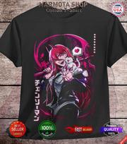 Power Waifu Ecchi Shirt Chainsaw Man Anime Tee T-Shirt Sexy Makima Kawaii Devil XL gray