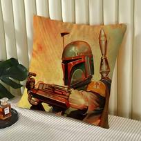 The M-Mandalorian Characters Stitch Lucky Dragon Pillow Cover Sofa Cushion Cover Home Room Decoration Children Gift 16x16Inch brown