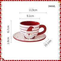 JUSTINLAU Santa Claus Ceramic Coffee Cup Saucer Teapot Creative Relief Afternoon Tea Cup and Saucer Teaware Set Christmas Gift white