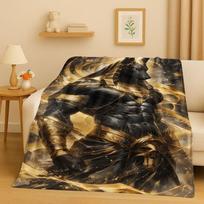 HD Mirusio Dievo Anubio Faraono Senovės Egipto Mitologija Animacinis Flanelinis Antklodas, Itin Minkštas Pliušinis Užtiesalas Namų Miegamojo Lovos Sofos 75x90cm