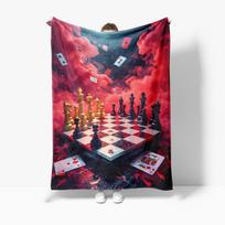 Chess Board Pattern Throw Blanket Lightweight Grid Checkered Design for Bed Or Couch Office Bedroom Black & White Birthday Gift Size: 75*100cm, Weight: 230 GSM red