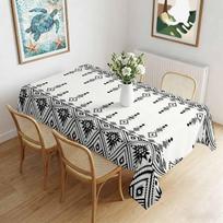 Boho Ethnic Abstract Style  Waterproof Rectangle Tablecloth Black White Geometric Pattern Tables Cover for Kitchen Dining Party 140x180cm