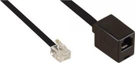 InLine Modularny kabel RJ12, 6P6C, męski-żeński, czarny, 2m (18832)