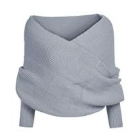 Megztas šalikas su rankovėmis nuo pečių Vienspalvis Sexy Sweater Wrap Šalikas Šalikas rudens žiemos šiltas megztinis šalikas gray