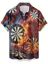 Men'S Shirt with a Vintage Dart Pattern, Featuring 3D Printing, Perfect for Casual, Unique Hip-Hop Rock Street Style, Hawaiian Shirt XXXXXL įvairiaspalvis