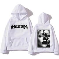 Lady Gaga Fashion Hoodie MAYHEM Cross-Cut Print Sweatshirt, Retro Autumn Pullover with Hood, Unisex Loose Streetwear L white