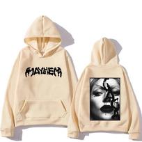 Lady Gaga Fashion Hoodie MAYHEM Cross-Cut Print Sweatshirt, Retro Autumn Pullover with Hood, Unisex Loose Streetwear 5XL beige