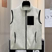 Men Plus Size Fleece Vest Stand Collar Zip Up Sleeveless Warm Outerwear 10XL(140kg-150kg)