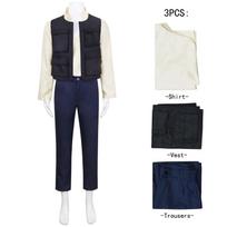 Star Wars VII The Force Awakens Han Solo Captain Cosplay Costume Adult/Kids Role Play Outfit with Belt Jacket XXL white