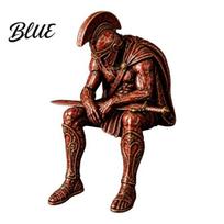 Greek Mythology Figures Ancient Warrior Shelf Sitter Statue Sitting Soldier Figurine with Decor Helmet Historical Desktop Ornament for Bookshelf