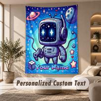 Astro Bot Tapestry, Personalized Custom Text, Wall Hanging Tapestry For Living Room Home Wall Decor 130cmx150cm