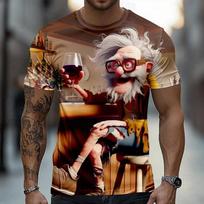 3D Printed Funny Old Man Wine Beer T Shirt For Men Casual Cartoon Cool Pattern T-Shirts Summer Fashion Short Sleeve Tees XXXL