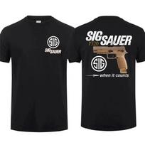 SIG Sauer P320 Taktinis ginklo T-shirt, Spausdinimas priekyje ir gale, Dovana ginklų gerbėjui M gray