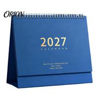 2027 Desk Calendar 2026-2027, Oct 2026-Dec 14-Month Calendar, Large Stable Triangular Base Desktop for Planning, Organizing in Family, School, Office Transverse tamsiai mėlyna spalva