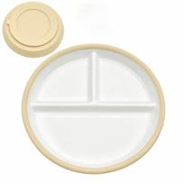 Keraminis vaikų papildomo maisto dubenėlis su silikoniniu siurbtuku Kūdikio indas Vaikų stalo įrankiai grey bowl white