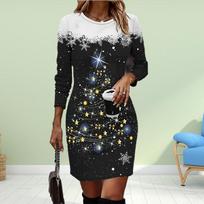 Ilgomis rankovėmis Bodycon 3D Kūrybiškos Kalėdų eglutės Gėlės Spausdinti Suknelės Moteriškos Mini Suknelės Rudens liesos Ištemptos Vakarėlio Vestidos 5XL