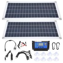 2x10W saulės panelių rinkinys su 30A valdikliu, fotovoltinis modulis, USB 5V, skirtas kemperiui, valčiai, avarinio įkrovimo gray