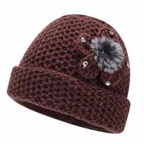 Medium old man hat female winter grandma knitted warm wool plush mother old man hat cold wind thickened black