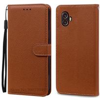 Piniginės dėklas Samsung Galaxy Xcover 6 Pro dėklui SM-G736B odinis atverčiamas dėklas Samsung Xcover 6 Pro dėklui Coque Fundas Galaxy Xcover 6 Pro ruda